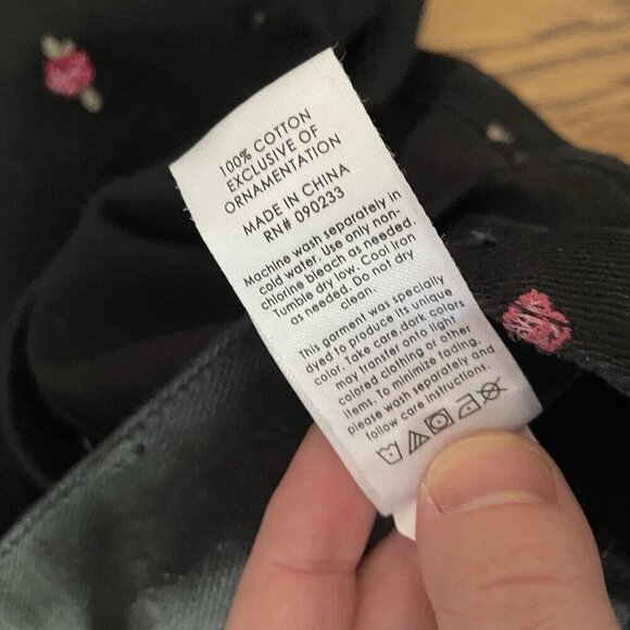 Pacsun Womn 25 Black Denim Floral Embroidered Button Fly High Rise Straight Jean - Picture 12 of 12